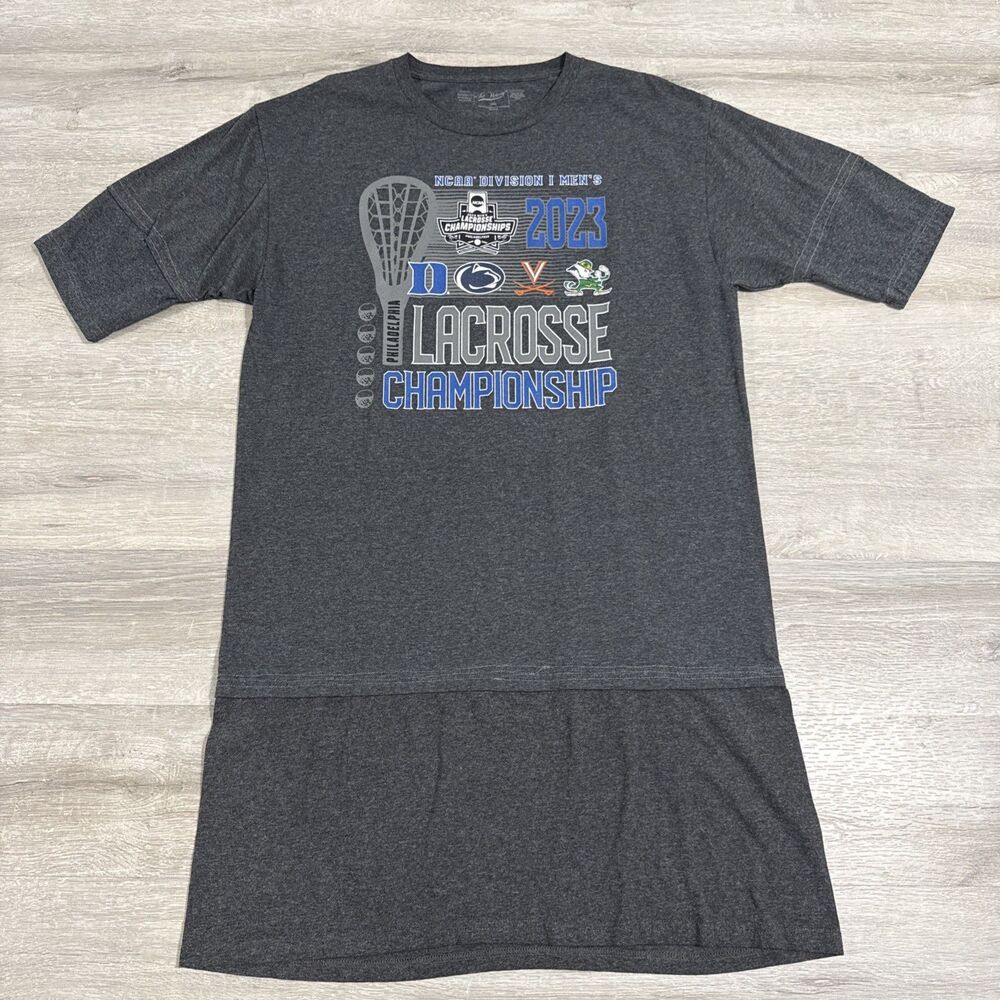 2023 NCAA Lacrosse Championship Shirt Men’s Large Layered Extended Hem Gray